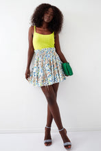 Load image into Gallery viewer, Floral mini skirt cream blue 04004
