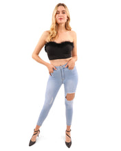 Load image into Gallery viewer, Pamela Fur Detail Crop Top