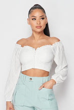 Load image into Gallery viewer, Ruffled Off Shoulder Cropped Top