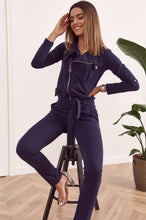 Load image into Gallery viewer, Zipper jumpsuit navy 9990