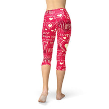 Load image into Gallery viewer, Love Hearts Red Capri Leggings