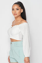 Load image into Gallery viewer, Ruffled Off Shoulder Cropped Top