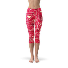 Load image into Gallery viewer, Love Hearts Red Capri Leggings