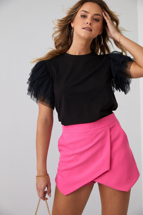 Elegant wrap skirt and shorts pink 16228