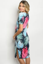 Charger l&#39;image dans la galerie, AQUA MULTI WITH LEAVES DRESS-

