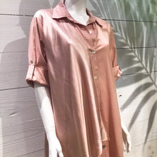 Cargar imagen en el visor de la galería, Pink Silky Layer Cotton Shirt Italian Dress
