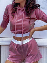 Cargar imagen en el visor de la galería, Velvet Tracksuit Casual Hooded Sweatshirt
