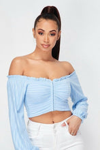 Load image into Gallery viewer, Ruffled Off Shoulder Cropped Top
