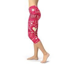 Cargar imagen en el visor de la galería, Love Hearts Red Capri Leggings
